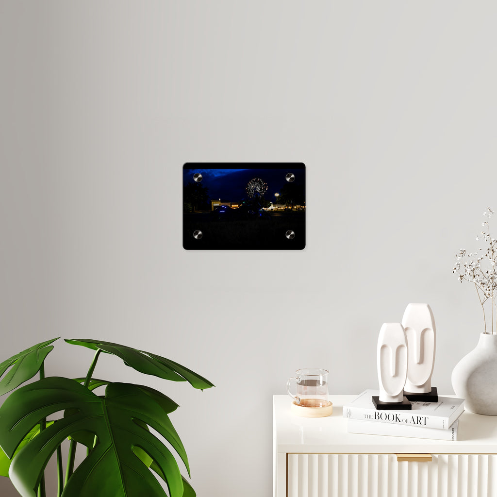 Acrylic Wall Art - Nighttime Bike with Fireworks Photograph