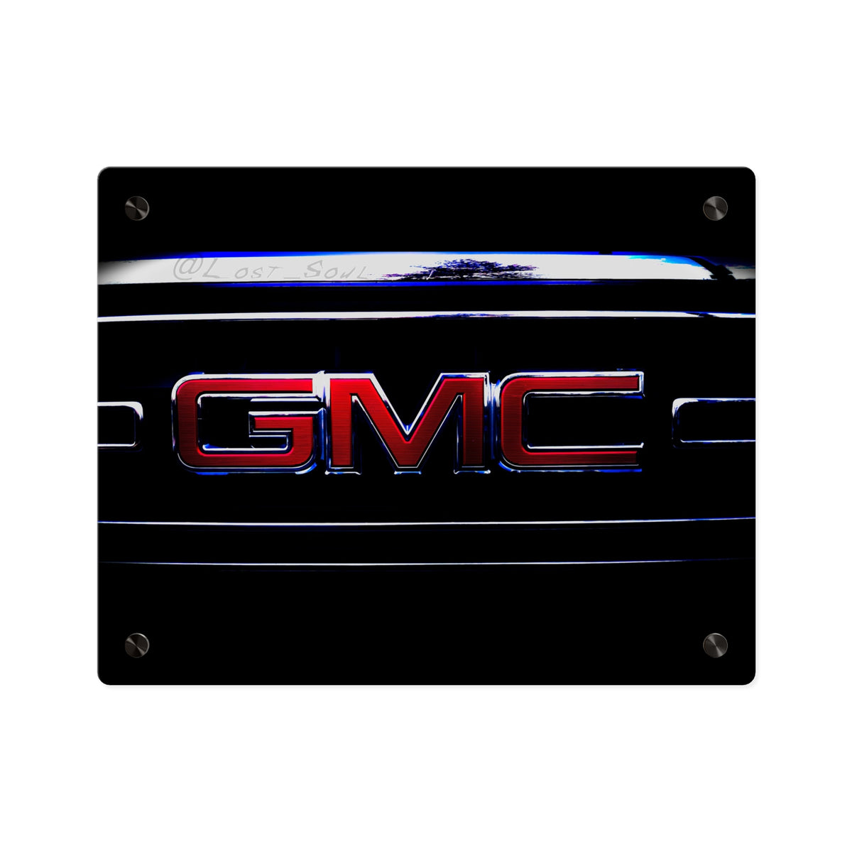 GMC Emblem Acrylic Wall Art Panel — Glossy Automotive Logo Decor