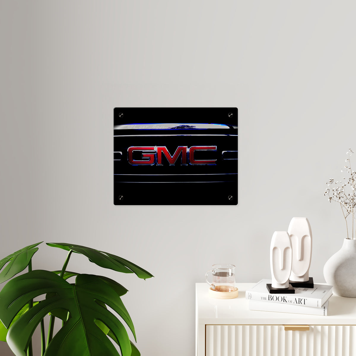 GMC Emblem Acrylic Wall Art Panel — Glossy Automotive Logo Decor