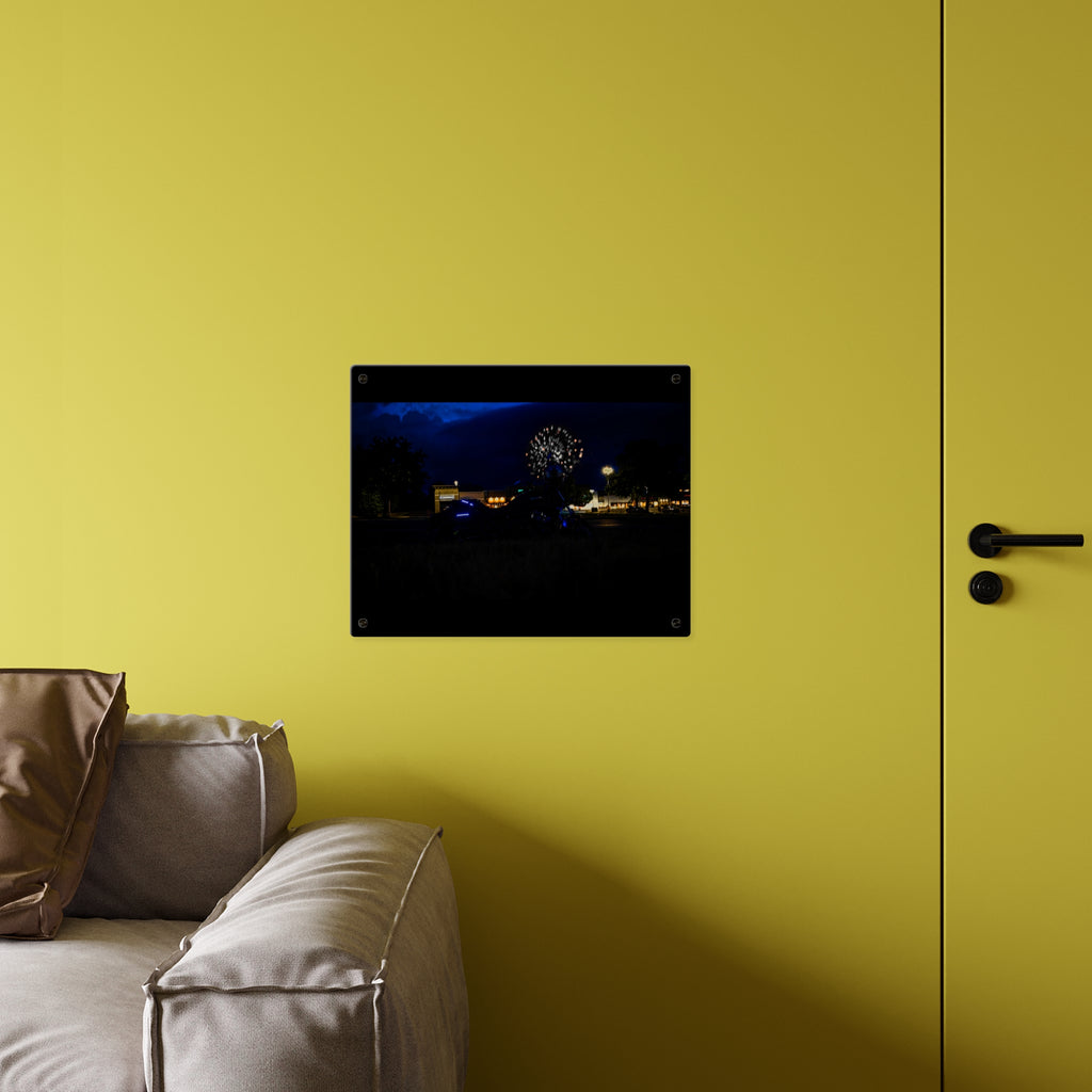 Acrylic Wall Art - Nighttime Bike with Fireworks Photograph