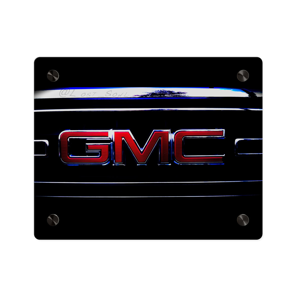 GMC Emblem Acrylic Wall Art Panel — Glossy Automotive Logo Decor