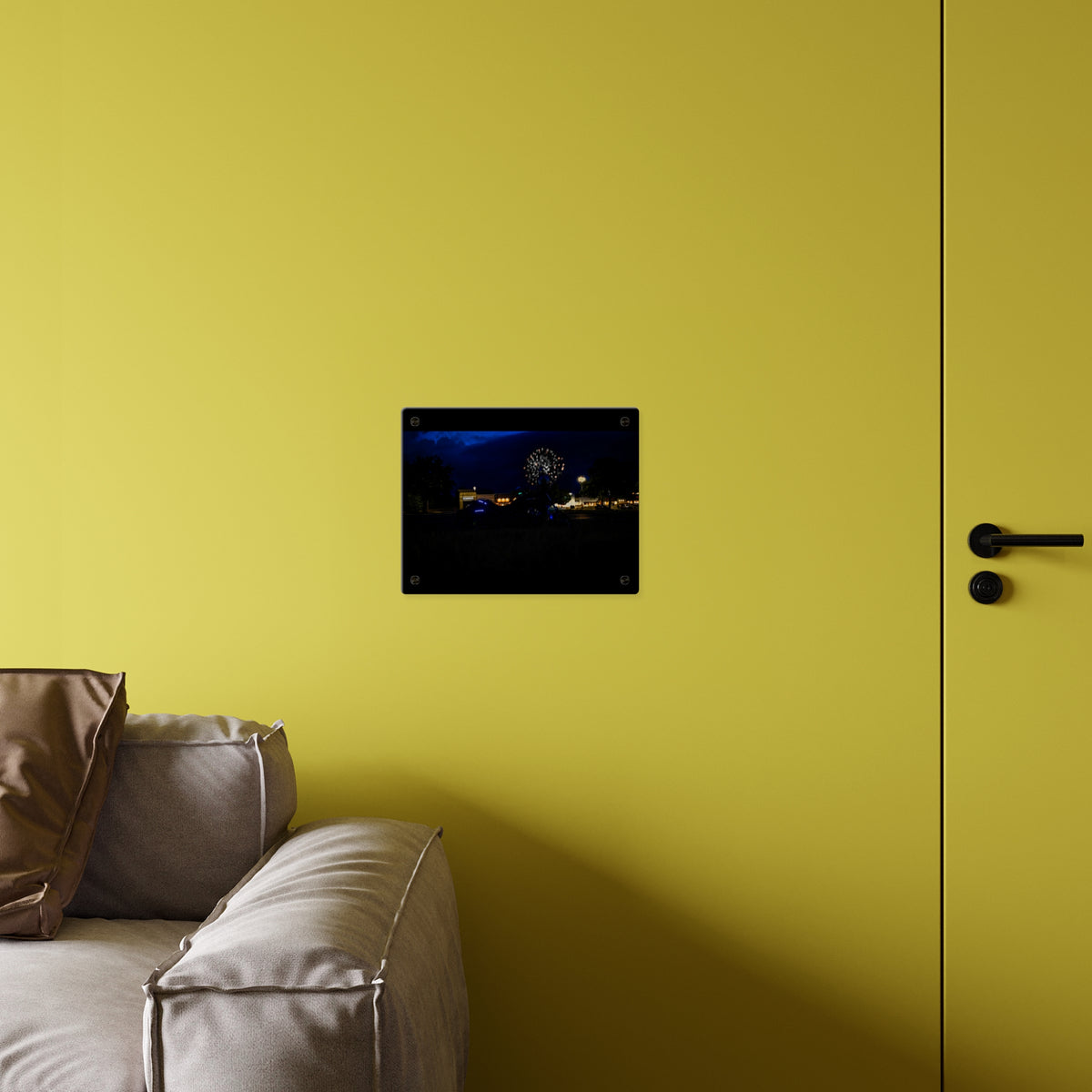 Acrylic Wall Art - Nighttime Bike with Fireworks Photograph