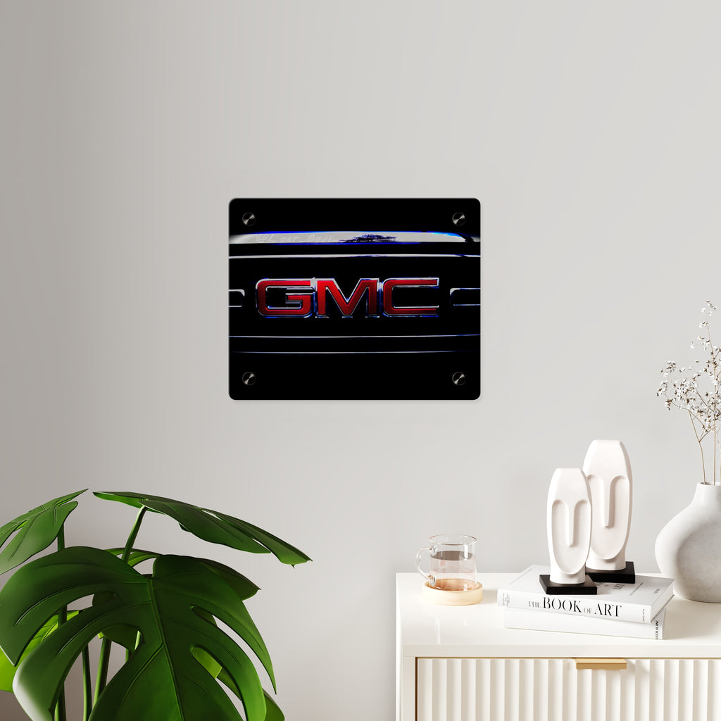 GMC Emblem Acrylic Wall Art Panel — Glossy Automotive Logo Decor