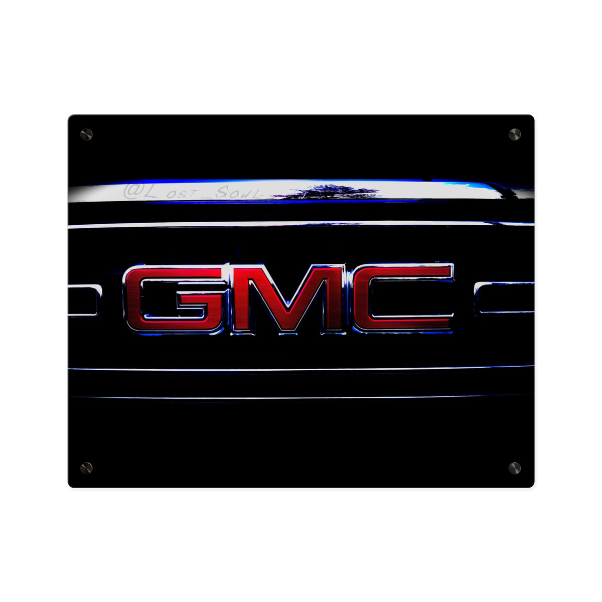 GMC Emblem Acrylic Wall Art Panel — Glossy Automotive Logo Decor