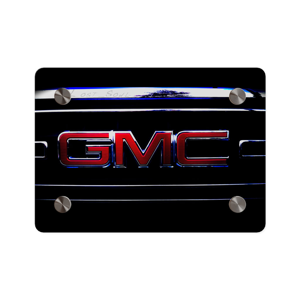 GMC Emblem Acrylic Wall Art Panel — Glossy Automotive Logo Decor