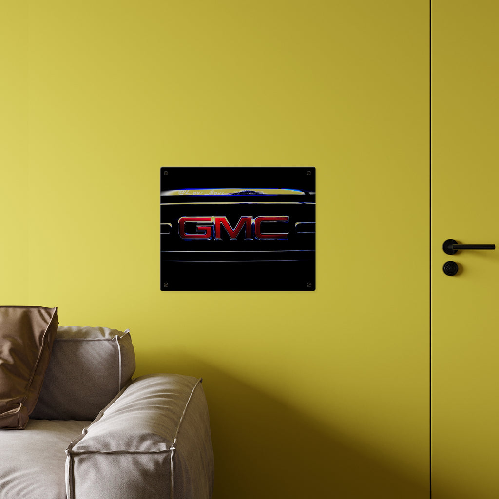 GMC Emblem Acrylic Wall Art Panel — Glossy Automotive Logo Decor